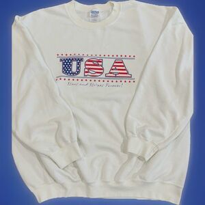USA Stars And Stripes Forever! Golden Sweatshirt Size XL White GUC